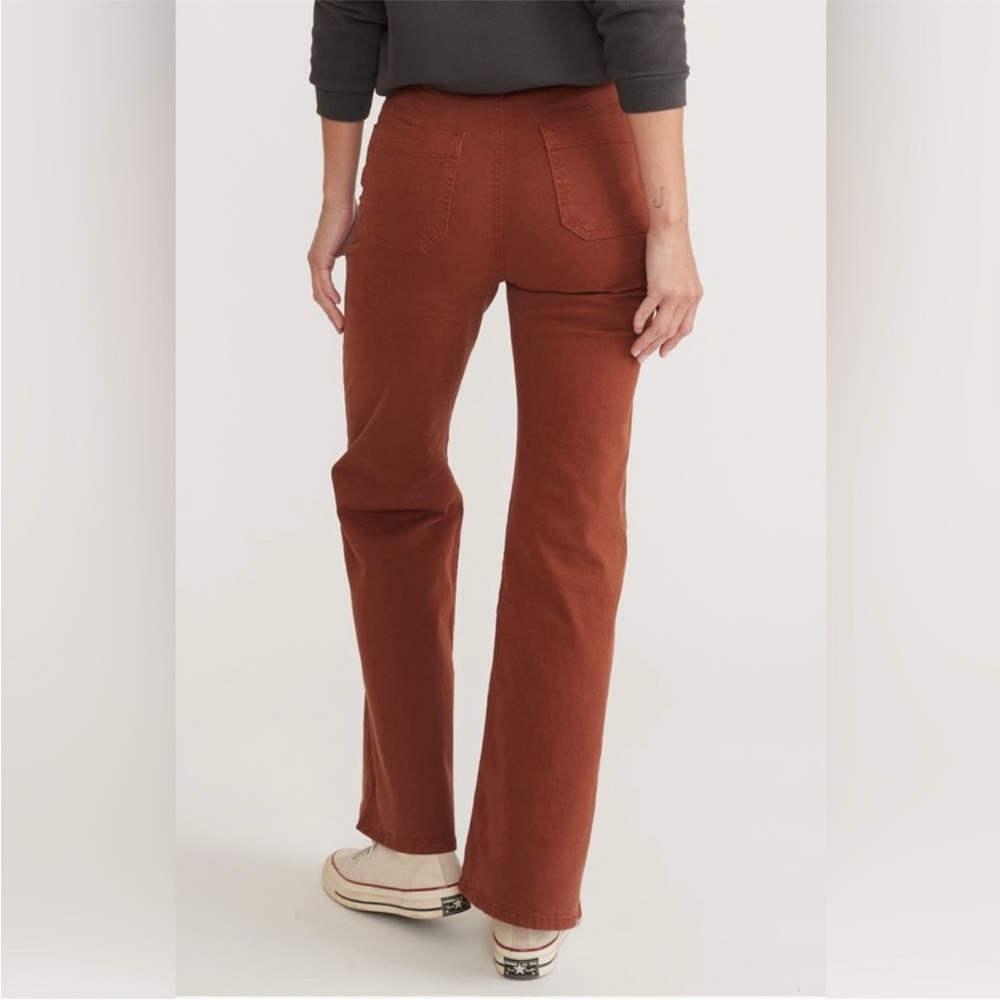 Marine Layer Bridget Twill Flare Pants in Tortoise Shell 6 - Picture 4 of 10
